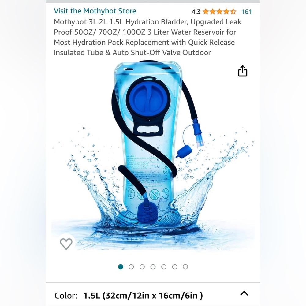 Mothybot 1.5L Hydration Bladder, never used